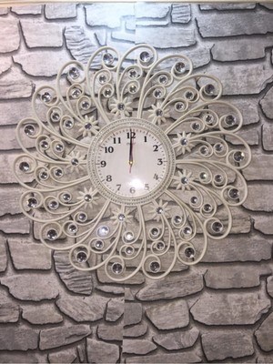 PremiumPort Modern Büyük Boy Taşlı Duvar Saati, Şık ve Zarif Tasarım