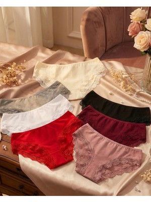 Luvina Elegance 7'li Dantel Detaylı Pamuklu Kadın Külot Seti (Premium Kalite)