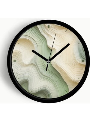 PremiumPort Bohem Modern Duvar Saati 42CM, Siyah Kasa, Cam Önü, Sessiz Mekanizma