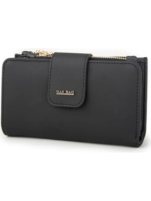 Nas Bag Kadın Yatay Cüzdan - Siyah Karaca