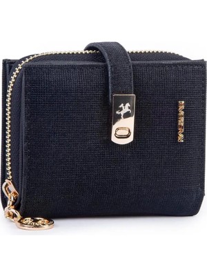 Nas Bag Kadın Küçük Boy Kartlıklı Bozuk Para ve Fotoğraflılı Cüzdan - Siyah Simli