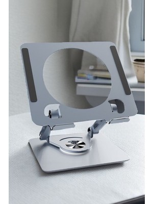 Gampus Alüminyum 360 Derece Dönen Dizüstü Bilgisayar Standı Laptop Tablet Telefon Standı Sarsılmaz Güçlü