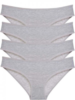 MiraLive 4 Adet Süper Eko Set Likralı Kadın Slip Külot Gri