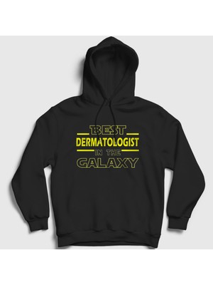 Presmono Unisex Siyah Dermatologist Galaxy Dermatoloji Hediye Dermatolog Kapüşonlu Sweatshirt