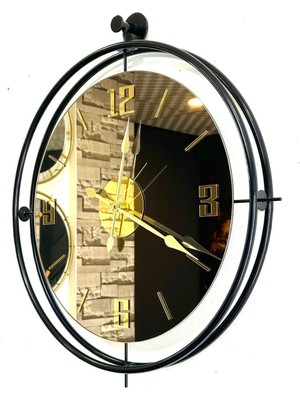 PremiumPort Şık Black Bronz Aynalı Duvar Saati, Modern ve Zarif Tasarım