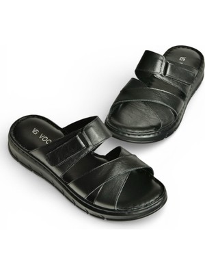 Fox Shoes Y555532503 Siyah Hakiki Deri Kadın Terlik