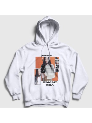 Presmono Unisex Beyaz Camera Enami Asa Babymonster Kapüşonlu Sweatshirt