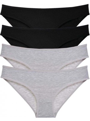 MiraLive 4 Adet Süper Eko Set Likralı Kadın Slip Külot Siyah Gri