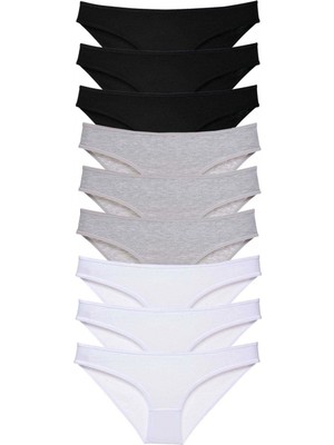 MiraLive 9 Adet Süper Eko Set Likralı Kadın Slip Külot Siyah Gri Beyaz