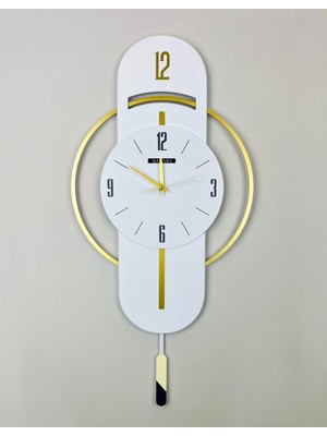 PremiumPort Ultra Sessiz, Gold ve Gümüş Detaylı Dekoratif Duvar Saati