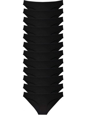 MiraLive 12 Adet Süper Eko Set Likralı Kadın Slip Külot Siyah