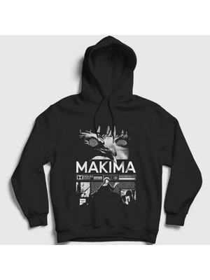 Presmono Unisex Siyah Crow Makima Chainsaw Man Kapüşonlu Sweatshirt