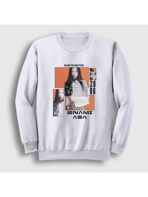 Presmono Unisex Beyaz Camera Enami Asa Babymonster Sweatshirt