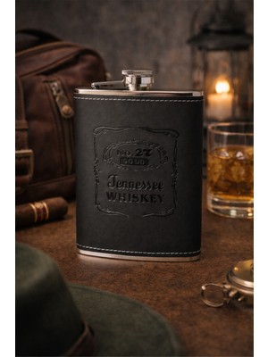 BRANDSMITHS Deri Kaplamalı Metal Matara