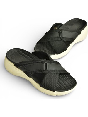 Fox Shoes Y973935004 Siyah Kumaş Kalın Tabanlı Kadın Terlik