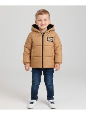 Aydino Erkek Çocuk Kışlık Kapüşonlu Şişme Mont Bej Renk