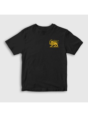 Presmono Unisex Çocuk Siyah Persian Lion Sun Iran Iran T-Shirt