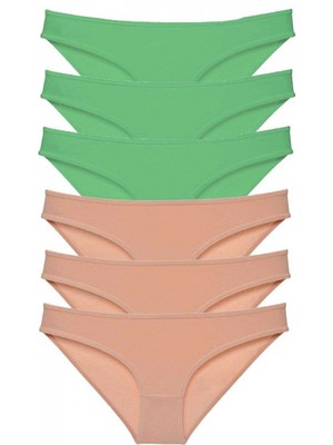 MiraLive 6 Adet Süper Eko Set Likralı Kadın Slip Külot Yeşil Ten