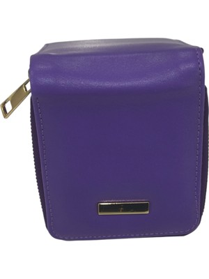 Piramit Bayan Yandan Takozlu Cüzdan Mor