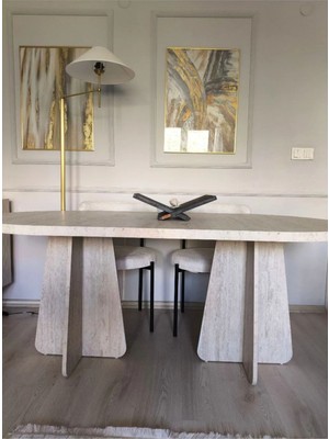 Shoovvel Luxe Bohem Oval Salon Mutfak Masası Oval Yemek Masası 90X165 cm | Iskandinav Modern Tasarım