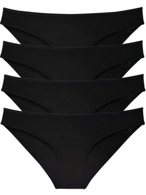 MiraLive 4 Adet Süper Eko Set Likralı Kadın Slip Külot Siyah