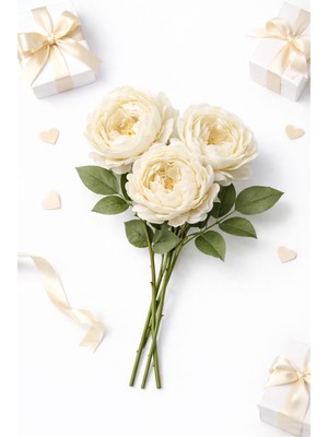 BRANDSMITHS Gerçekçi Görünümlü Yapay Krem Gül