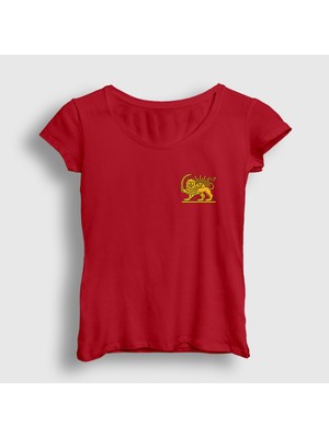 Presmono Kadın Kırmızı Persian Lion Sun Iran Iran T-Shirt