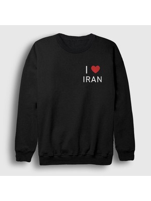 Presmono Unisex Siyah I Love Iran Iran Sweatshirt