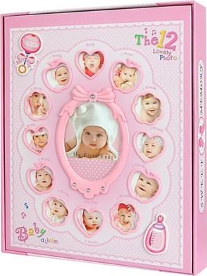 Angelphoto  220LI 12 Aylık Kız Bebek Albümü 10X15CM 15X21CM - Pembe - Şirin ve Sağlam Albüm
