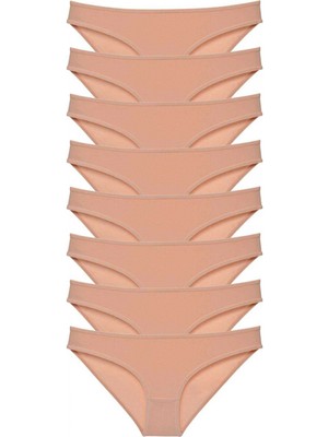 MiraLive 8 Adet Süper Eko Set Likralı Kadın Slip Külot Ten