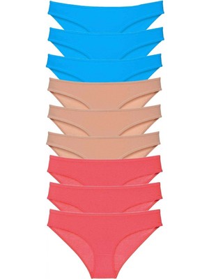 MiraLive 9 Adet Süper Eko Set Likralı Kadın Slip Külot Fuşya Ten Mavi