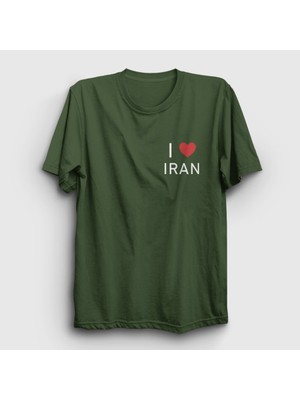 Presmono Unisex Haki I Love Iran Iran T-Shirt