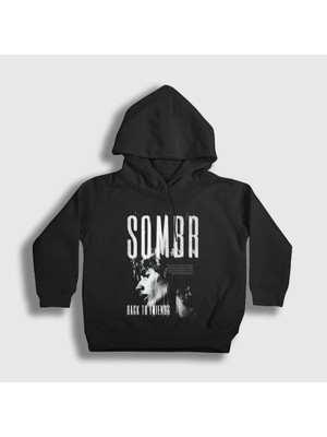 Presmono Unisex Çocuk Siyah Back To Friends Poster Sombr Kapüşonlu Sweatshirt