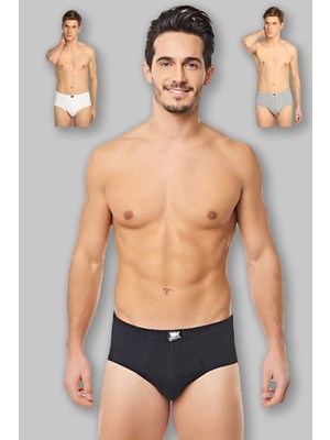 Tutku 3'lü Paket Erkek Penye Slip Külot-Siyah,beyaz,gri-L