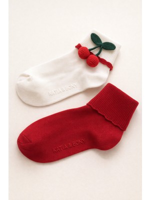Kız Çocuk Kiraz Aksesuarlı 2'li Step Çorap