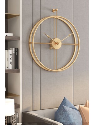 PremiumPort Şık Altın Renkli Xxl Ispanyol Tarzı Modern Duvar Saati 75X85 cm