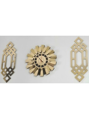 PremiumPort Gold Piyano ve Evren Temalı Rakamlı Duvar Saati, Şık Dekorasyon Parçası