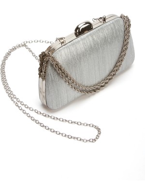 MFT Ayakkabı Kadın Abiye Askılı Çanta Gümüş