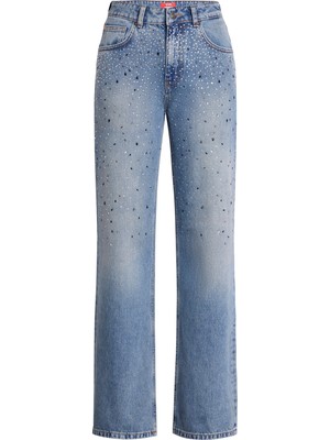 JUST UNIQUE DENIM J.U.D Lopez 1003-1 Normal Bel Taşlı Açık Mavi Comfort Straight Jeans Kadın