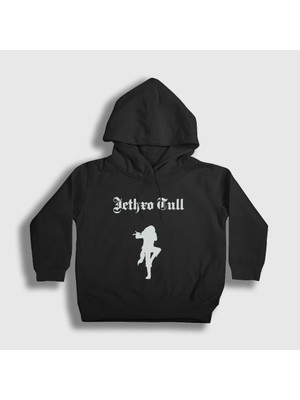 Presmono Unisex Çocuk Siyah Logo Jethro Tull Kapüşonlu Sweatshirt