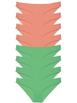 MiraLive 8 Adet Eko Set Likralı Kadın Slip Külot Pudra Yeşil