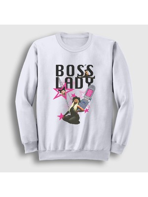 Presmono Unisex Beyaz Boss Lady Theodora Sweatshirt