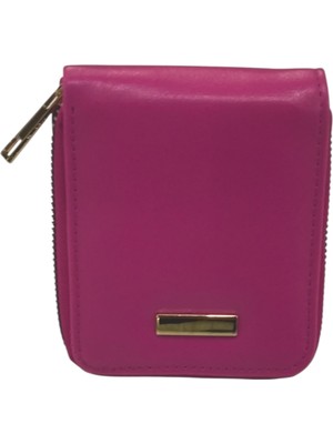 Piramit Bayan Yandan Takozlu Cüzdan Fuşya