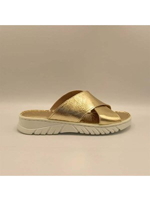 Ametist Alessia Gold Deri Comfort  Kadın Terlik