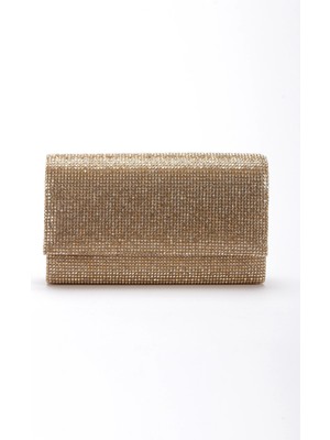 MFT Ayakkabı Kadın Taşlı Askılı Abiye Çanta Gold