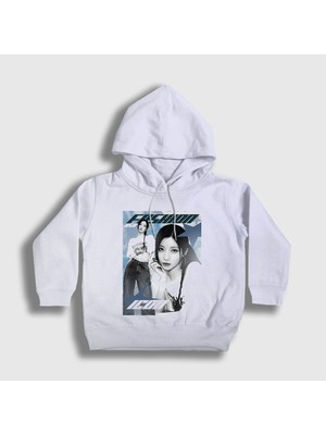 Presmono Unisex Çocuk Beyaz Fashion Asa Babymonster Kapüşonlu Sweatshirt