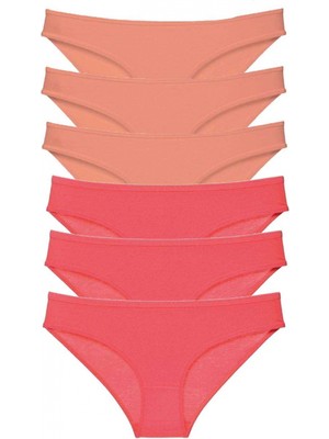 MiraLive 6 Adet Süper Eko Set Likralı Kadın Slip Külot Pudra Fuşya