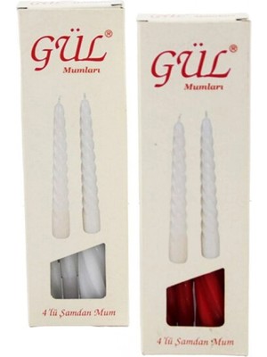 4pcs Şamdan - Burgulu Mum Beyaz - Renkli 17CM (4887)