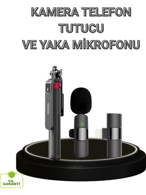 Senson Vlog ve Canlı Yayın Için Çift Yaka Mikrofonu ve Tripodlu Selfie Çubuğu Seti - Lisinya