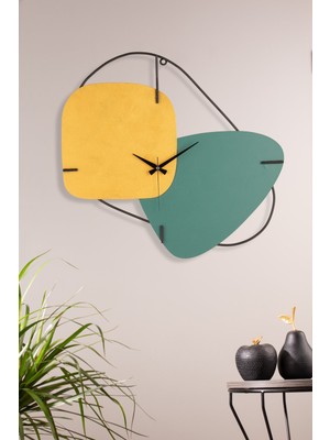 PremiumPort Renkli Metal Duvar Saati 58X55CM, Sessiz Mekanizmalı, El Yapımı Tasarım